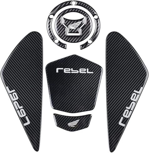 Motorcycle Carbon Fiber Tank Pad Sticker Gas Oil Fuel Tank Pad Decal Tank Protector Emblem Compatible with Ho-n&da REBEL Cmx 300 500. (White) in Saudi Arabia