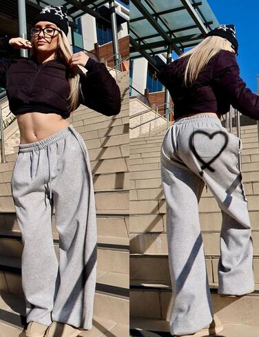 Aelfric Eden Wide Legpants Women Women Waggy Graffiti Heart Lounge Pants مع جيوب in Kuwait