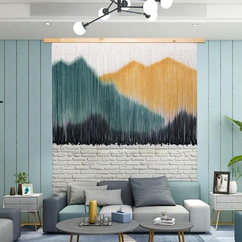 laddawan Extra Large Boho Wall Decor For Bedroom Macrame Wall Hanging Dip-Dyed Tapestry Modern Wooden Home Wall Art For Living room (Green2) in Saudi Arabia