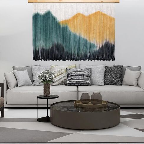 laddawan Extra Large Boho Wall Decor For Bedroom Macrame Wall Hanging Dip-Dyed Tapestry Modern Wooden Home Wall Art For Living room (Green2) in Saudi Arabia