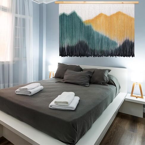 laddawan Extra Large Boho Wall Decor For Bedroom Macrame Wall Hanging Dip-Dyed Tapestry Modern Wooden Home Wall Art For Living room (Green2) in Saudi Arabia