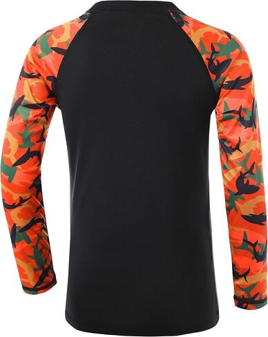 Boys' UPF 50+ Rash Guard Swim Shirts, Youth Kids UV Sun Protection Long Sleeve, Water Shirts for Fishing Beach in Kuwait