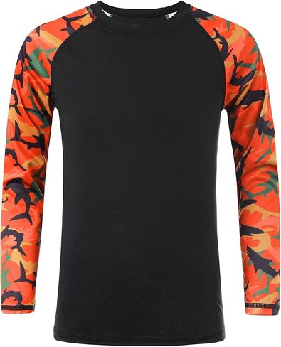 Boys' UPF 50+ Rash Guard Swim Shirts, Youth Kids UV Sun Protection Long Sleeve, Water Shirts for Fishing Beach in Kuwait
