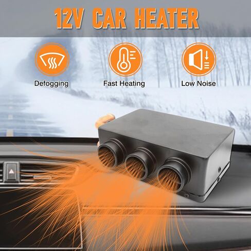 Car Heater, 12V 500W Car Defroster 3 Hole Portable Winter Fast Heating Warmer Frost Removing Low Noise, Black (Integration of Heat and Cold) in Kuwait