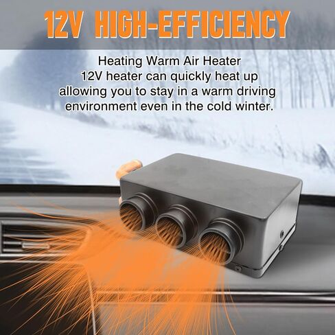 Car Heater, 12V 500W Car Defroster 3 Hole Portable Winter Fast Heating Warmer Frost Removing Low Noise, Black (Integration of Heat and Cold) in Kuwait