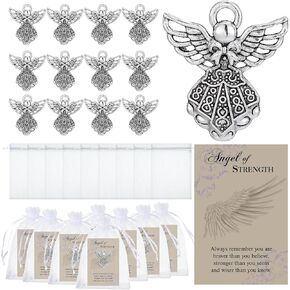 Wesiti 12 Set 36 Pcs Mini Angel of Strength Healing Inspirational Gift Cancer Care Thinking of You Get Well Soon Encouragement Gifts Angel Charm Faith Prayer Present for Women Friends Sister