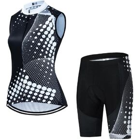 Women's Cycling Jersey Set Sleeveless Bike Shirts Cycling Vest Shorts Bicycle Clothing Short with Gel Padded