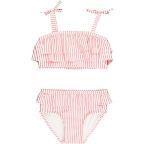 RuffleButts Periwinkle Blue Seersucker Seersucker Bow Ruffle Bikini - 3T