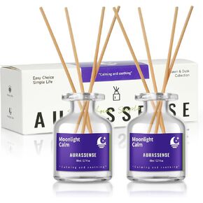 مجموعة Diffuser Reed - 2 زجاجات (2.7 أوقية/80 مل لكل منهما) مع 8 عصي ، ورائحة علاجية نهارية وليل للمنزل والحمام والديكور المكتبي (نعيم الصباح)