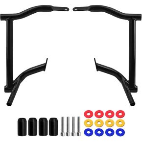 Saddlebag Guard Rear Saddlebag Crash Bars with 4 PCS Black Decorative Wheels for Motorcycle Accessories Compatible with Harley Touring 2009-2025 (Black)