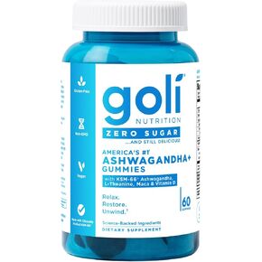 Goli Zero Sugar Ashwagandha & Vitamin D ، Maca ، L-theanine Gummies ، لا محليات اصطناعية ، لا كحول السكر. مختلط التوت ، KSM-66 ، نباتي ، قائم على النبات ، غير المعدلة وراثيا ، خالية من الغلوتين وخالية من الجيلاتين. (1)
