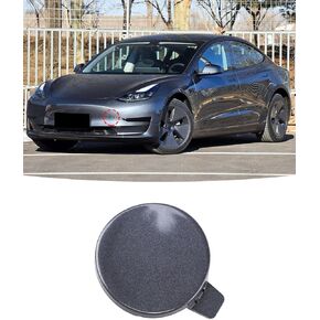 Front Bumper Tow Hook Cover Fit for Tesla Model 3, Car Towing Eye Cap Fit for Tesla 2017-2019 (White)