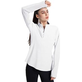 Women's UPF 50+ 1/4 Zip Pullover Sun Shirts Long Sleeve UV Protection Shirt Quick Dry Lightweight Outdoor Tops