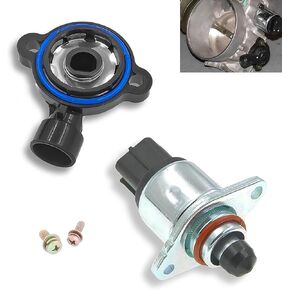 2 PCS Car Throttle Position Sensor + Idle Air Control Valve, Sensor OE 17113625 Control Valve OE 17113598, Retrofit Parts for Buick Chevrolet (Silver & Black)
