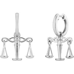 Dangling Justice Scale Dangle Law Hoop Earrings Zodiac Libra Jewelry with 925 Sterling Silver Posts