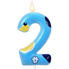 Blue Dog Paw Birthday Number Candle, Cute Dog Paw Themed Birthday Candles Birthday Cake Topper Decorations for Boys & Girls Party Decoration Supply (Number 2)