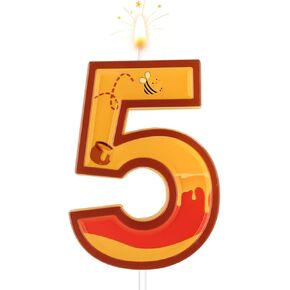 Bear Birthday Number Candle, Yellow & Red, Cartoon Happy Birthday Themed Candle, 13.5cm/5.31 inch