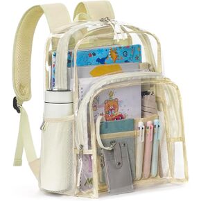 Clear Backpack for School, 17 inch Large Heavy Duty-TPU See Through Bookbag for Boys Girls and Adult, Transparent Backpack With Multi-Pockets for College Work Gym Sport, Black
