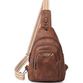 حقيبة حبال Crossbody للنساء رجال مضاد للسرقة عبر جسم فاني فاني حزمة حزام حقيبة هدايا للنساء من جلد فو ، القهوة