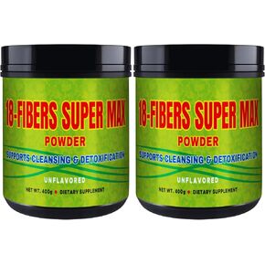 FIBRA 18 Super Max Powder (18 ألياف) - 400 جم - المكملات الغذائية - يدعم التطهير وإزالة السموم ، غير المتوحش (2 عبوة)