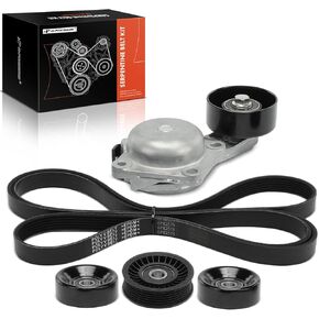 A-Premium Engine Serpentine Drive Belt Kit with Tensioner & Idler Pulley Compatible with Ford 2004 F-150, 2005-2006 Expedition, 2005-2006 Mustang & Lincoln 2005-2006 Navigator, V8 4.6L 5.4L