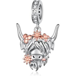 Highland Cow Charm 925 Sterling Silver Highland Cow Charms for Bracelets Highlad Cow Jewelry Gifts for Women