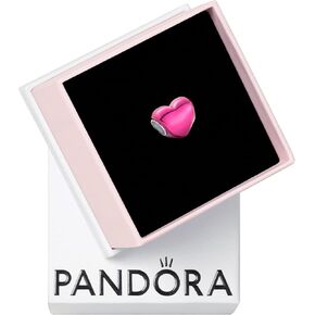 PANDORA Metallic Pink Heart Charm - Gift for Her - Compatible Moments - Sterling Silver & Enamel - with Gift Box