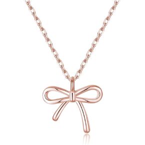 SLUYNZ Solid 925 Sterling Silver Bow Choker Necklace for Women Teens Simple Bowknot Pendant Necklace
