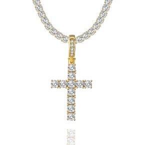 قلادة Canyen® Cross للنساء ، قلادة تنس مطلية بالذهب 14K ، قلادة من قلادة الماس محاكاة 3 مم ، طوق صليب Rhinestone chokens ، و Bling Crystal Crossab ، و Zirconia Crosses Prarcly Crabic Crosses ، و Y2K Cz Corm