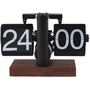 Flip Desk Clock, Retro Auto Flip Desk Table Clock, Battery Powered Internal Gear Operated Flip Down Clock for Home Office Decor