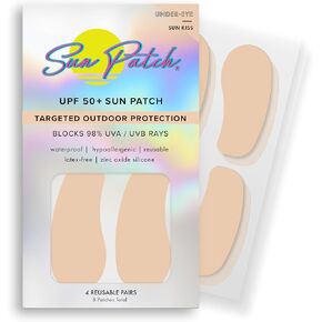 Reusable Under Eye Sunblock Patches, 100% Silicone Sunscreen Under Eye Patches for UV Protection, Face Stickers with UPF 50, 1 Pack/4 Pairs, Sunkiss (Nude) (Golf, Surf, Swim, Ski & Snow)