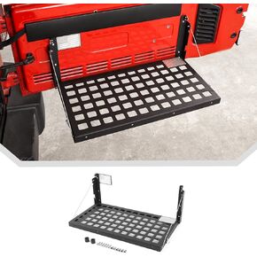 JeCar Tailgate Table for Jeep Wrangler JK JKU 2007-2017 Foldable Cargo Rack Shelf Storage Holder (Aluminum Alloy)