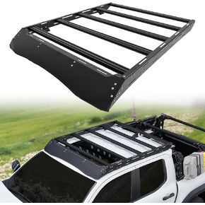 سلة رف السقف الثقيلة مناسبة لعام 2024 2025 Toyota Tacoma Cab Double 4th Gen Rooftop Rack Cargo Argage Carrier Top Storage Rails Rails Cross Bars Accessories ، لا يوجد تثبيت حفر