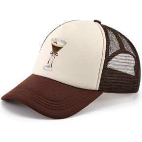 1pcs Vintage Trucker Snapback Hat Espresso Martini Margs Tequila Western Cowboy Funny Cute Trucker Hat for Men Women Brown