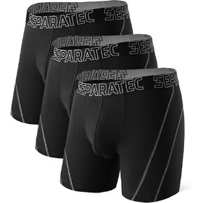 Separatec Dual Pouch Underwear for Men Moisture Wicking Breathable and Soft Men's Underwear Boxer Briefs with Fly 3 or 6 Pack