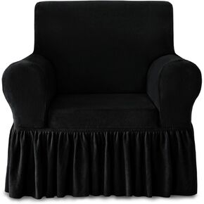 NICEEC Armchair Cover Thick Plush 1-Piece Warm White Armchair Slipcover Stretch Fluffy Couch Covers for Living Room Easy Fit Washable Soft Furniture Sofa Protector with Skirt in Kuwait