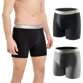 Carer Incontinence Underwear for Men Washable with Front Fly Mens Incontinence Boxer Briefs with Front Absorbent 150ML Reusable Leak Proof Underwear for Men 2 Pack, Large