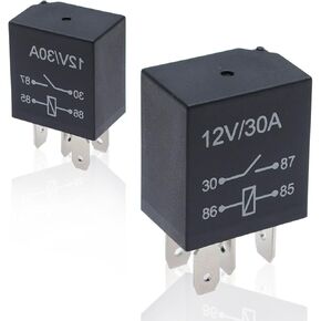 2 Pcs Car Waterproof Stable Relay,4-Pin Relay,12v 30a Relay, Auto Relay Switch, Universal for Car Motor Replacement Accessories, Fit for Most Models (Black)