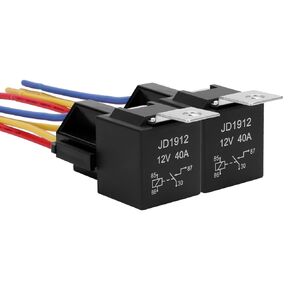 2 Pack JD1912 Car Relay, 12V 40A, SPST 4Pin, 40A Automotive Relay, Automotive Switches and Starters, with Interlocking Relay Socket and Wiring Harness (2)