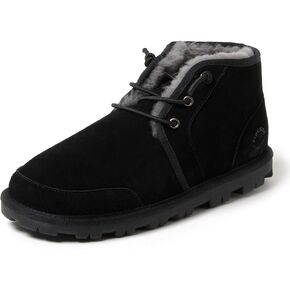 FireSide by Dearfoams Men Shepparton Shearling Fur Indoor/Outdoor Lace-Up Chukka Boot
