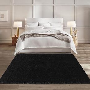 2x6 Feet Black Runner Rugs for Bedroom Living Room,Washable No Slip Bedside Fluffy Area Rug,Ultra Soft Plush Faux Fur Floor Throw Carpet for Hallway Nursery Kids Dorm Home Decor Aesthetic