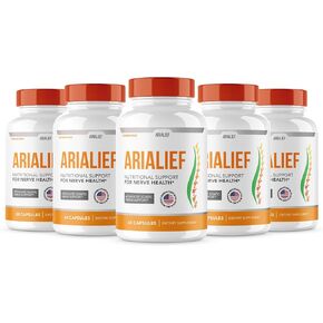 (5 PACK) Arialief Sciatica Nerve Support, Arialeaf Advanced Nerve Health, Arialeaf Prime Palm Sciatica, Aria Leaf Primepalm Aria Lief, Nerve Relief Supplement Sciatic Soothing (300 Capsules )