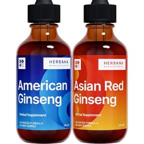 الجينسنغ الحمراء الآسيوية والانضمام إلى الجينسنغ السائل - Panax Ginseng الطبيعي للطاقة والأداء المعرفي والتركيز - الجهاز المناعي ودعم الحيوية دعم السائل (حزمة 2)