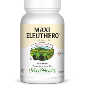 Maxi Health Eleuthero - 0.8% Eleutherosides - Stress and Energy Formula - 60 Capsules - Kosher (QSG)