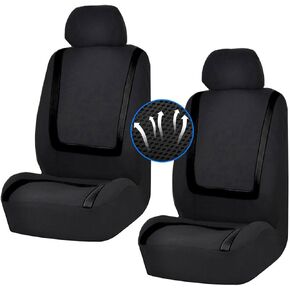 2 Pack Car Seat Covers, Breathable Seat Protectors, Anti-Slip Driver Seat Cover, Comfortable Front Seat Cover Set Universal Fit for Truck, SUV, Sedan, Airbag Compatible (Black)