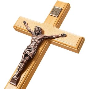 Achibang Crucifix Wall Cross ، 12 بوصة من الخشب الصلب الكاثوليكي يسوع مع Inri لديكور الحائط ، والصلاة ، والهدية - من السهل تعليق ، وعلى استعداد للإلهام
