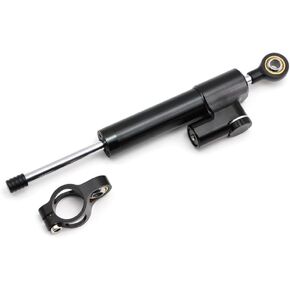 Motorcycle Steering Damper Adjustable Stabilizer Universal for Harley Honda Yamaha Kawasaki Suzuki Aprilla KTM BMW Ducati Scrambler Linear Reversed Safety Control CNC Aluminum (Black)