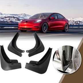 Set of 4 Pcs Mud Flaps Splash Guards Mudguards Mudflaps Fit for Tesla Model 3 Sedan 2016 2017 2018 2019 2020 2021 2022 2023 Mud Splash Guards Front and Rear (Driver and Passenger Sides)