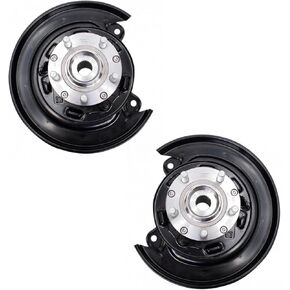 TRQ 2 Piece Rear Complete Wheel Bearing & Steering Knuckle Assembly Set LH Driver & RH Passenger Sides for 01-08 Subaru Forester with Rear Disc Brakes