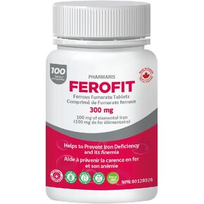 Ferofit - Fumarate أقراص Fumarate 300mg | 100 ملغ من الحديد العنصري | منع فقر الدم نقص الحديد | منع التعب والتعب المرتبط به